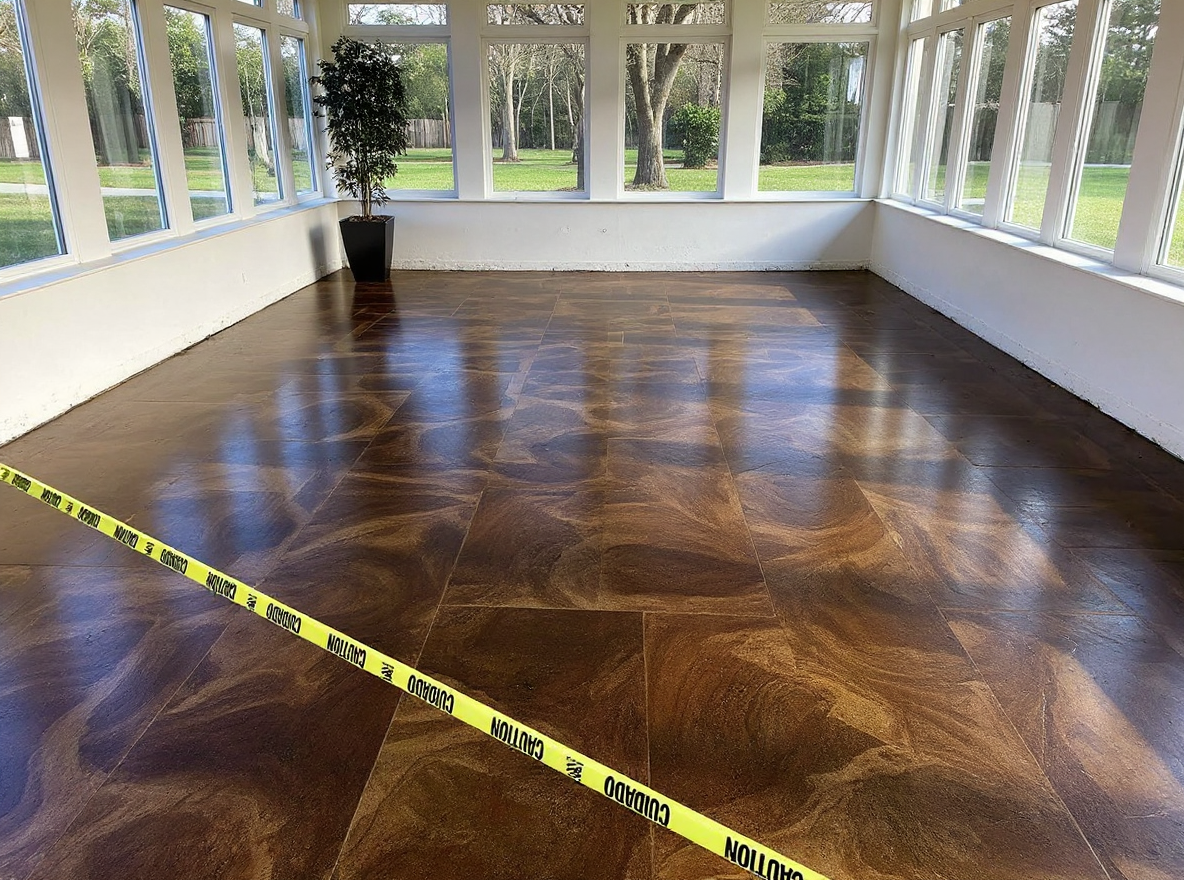 Acid stained concrete floor walnut tones — Ford Concrete design idea