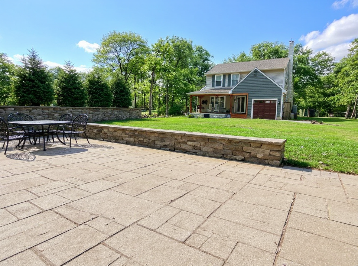 Exposed aggregate concrete patio earth tones — Ford Concrete design idea