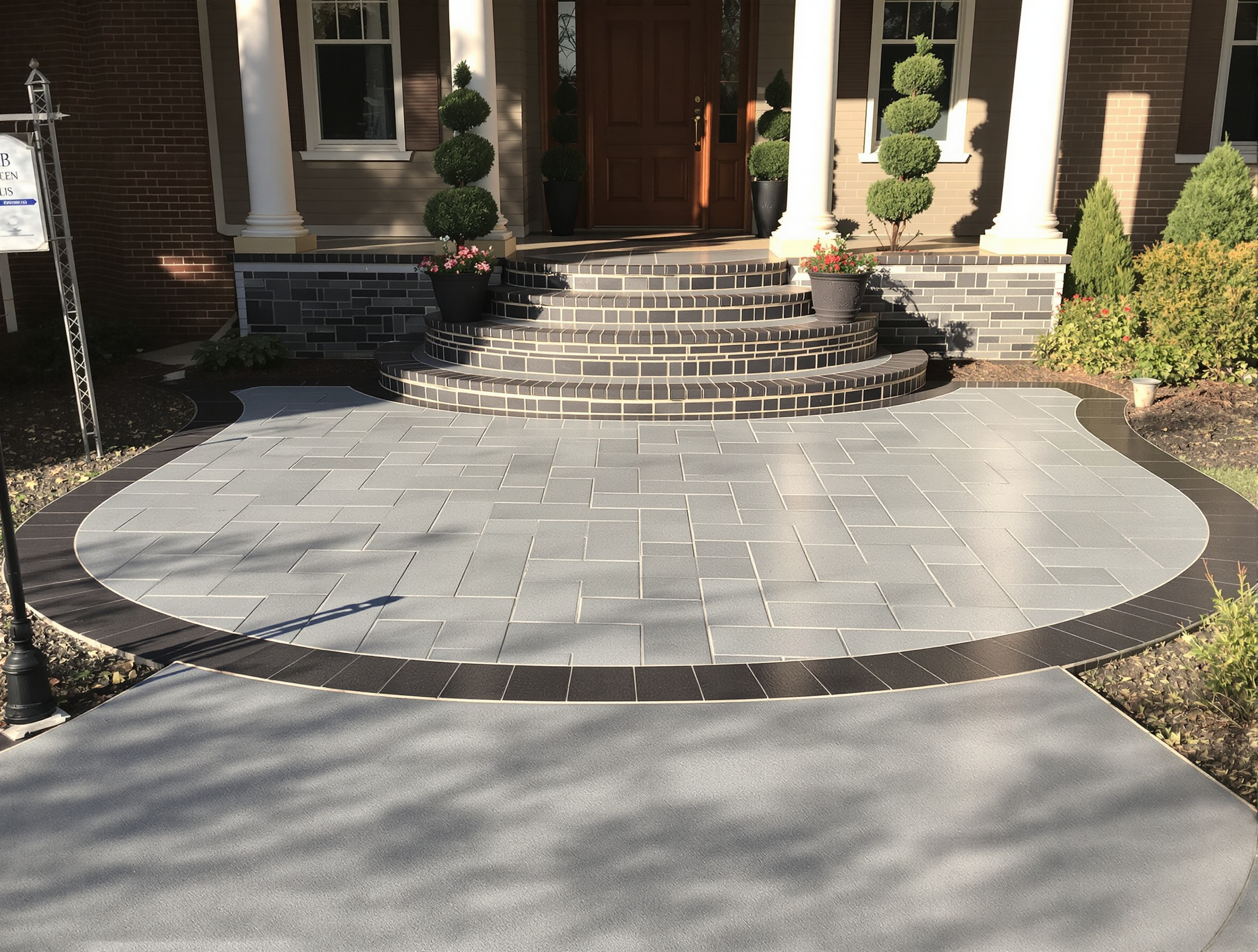 Decorative slate stamp concrete front entry walkway — Ford Concrete design idea