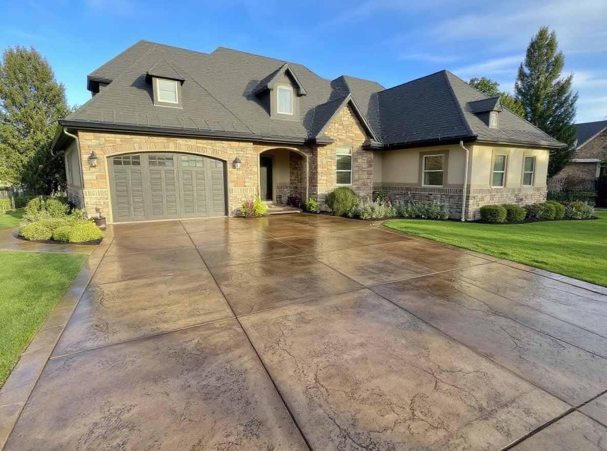 Stamped ashlar slate concrete driveway — Ford Concrete design idea