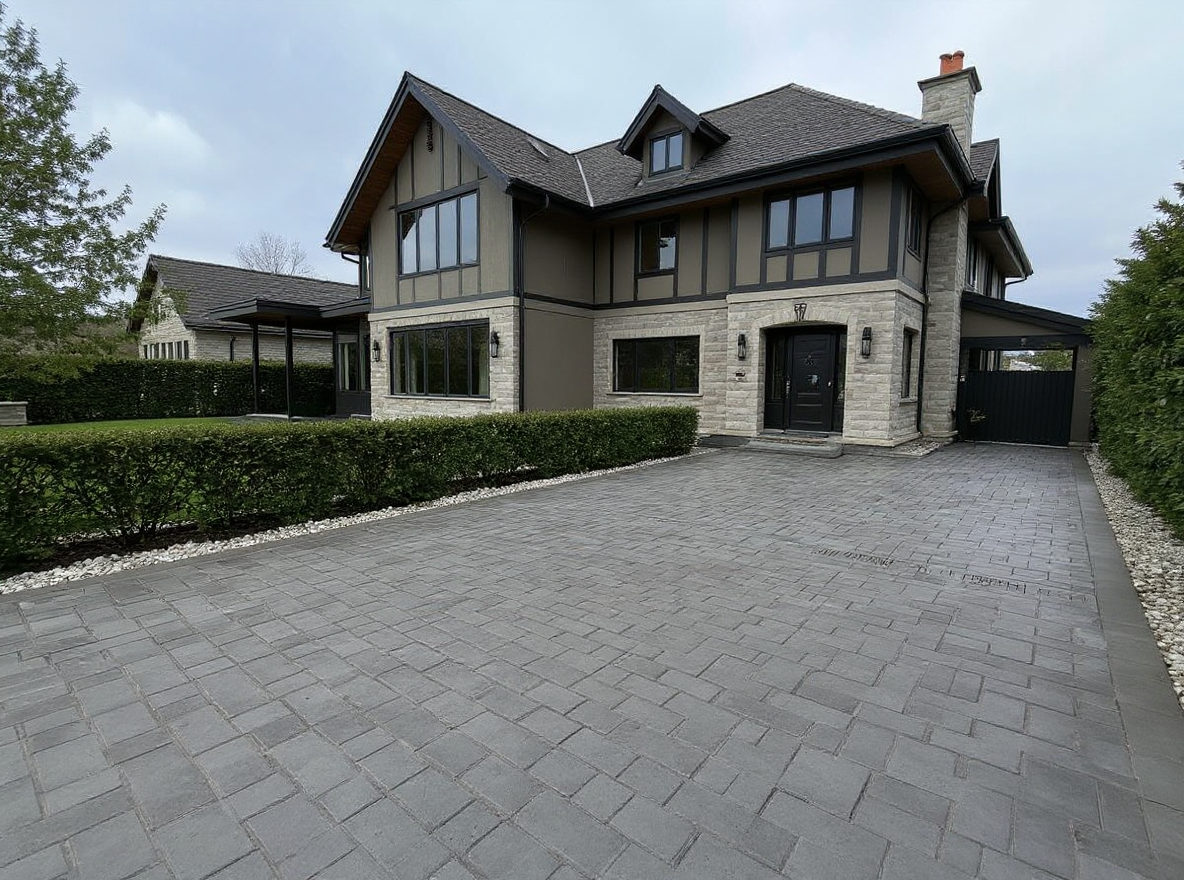Stamped cobblestone concrete driveway — Ford Concrete design idea