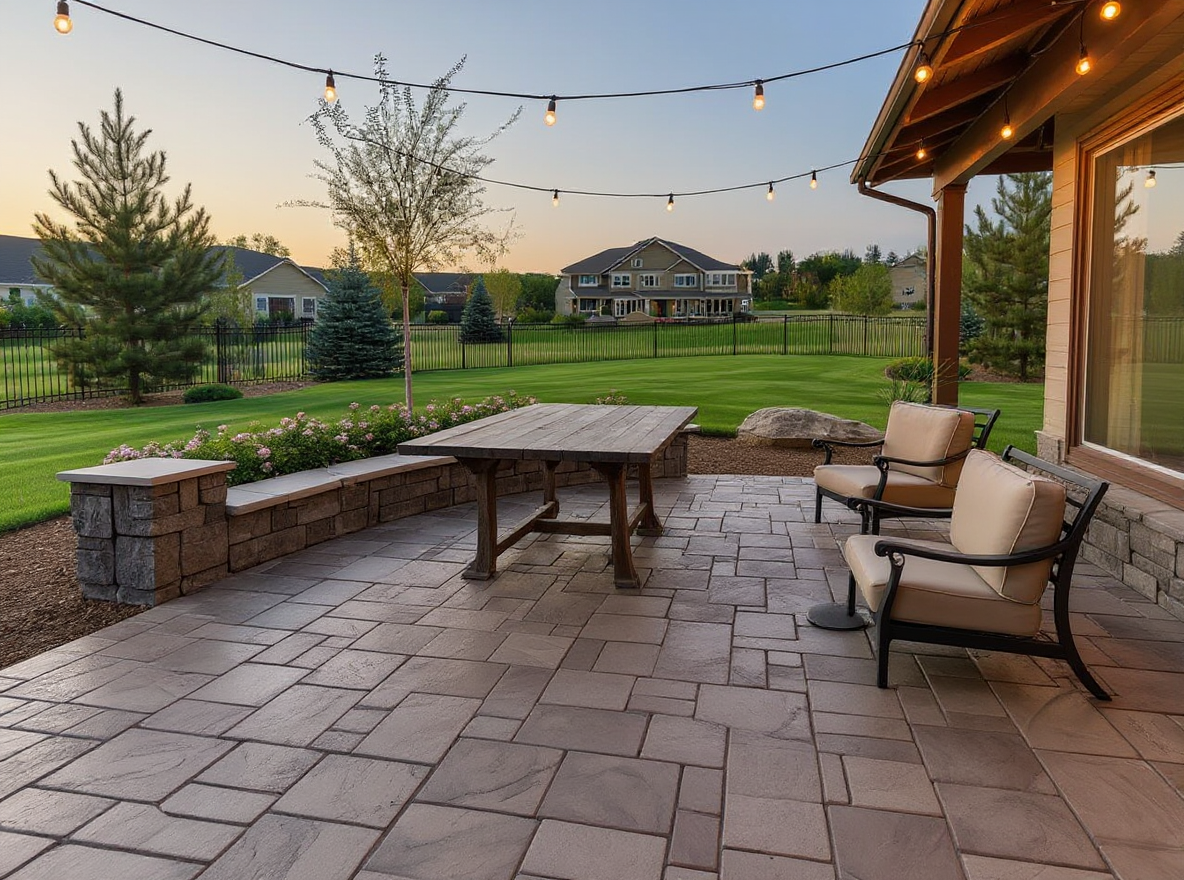 Stamped concrete patio Arizona slate sandstone — Ford Concrete design idea