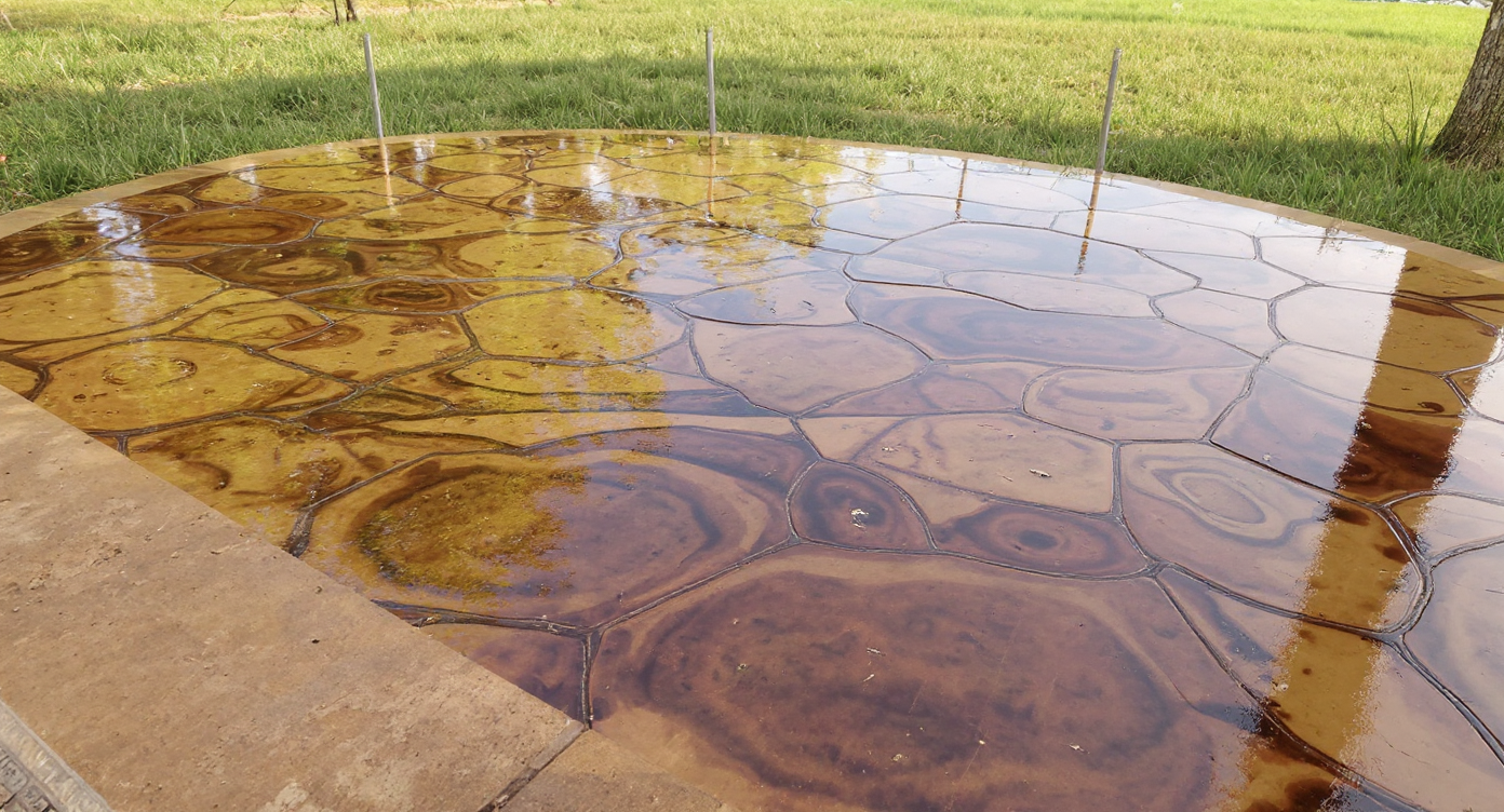Acid stained concrete with rich amber tones — Kansas City decorative concrete