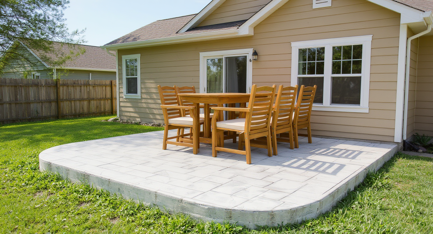 Wood plank stamped concrete patio — Kansas City