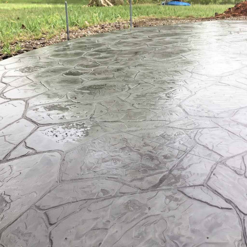 Flagstone stamped concrete texture close-up — Kansas City decorative concrete