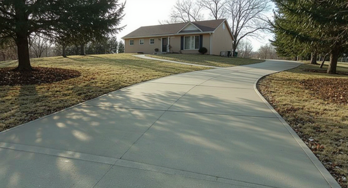 Curved driveway on a split-level home in Blue Springs