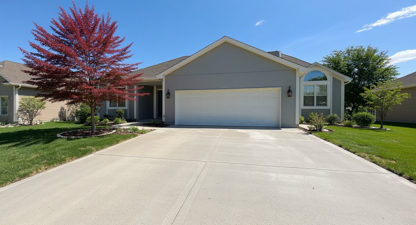 Three-car garage concrete driveway in Lee's Summit