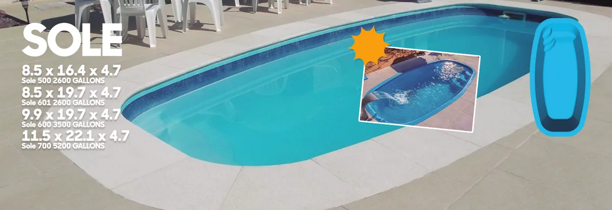 Sole fiberglass pool installed by Ford Concrete in Kansas City