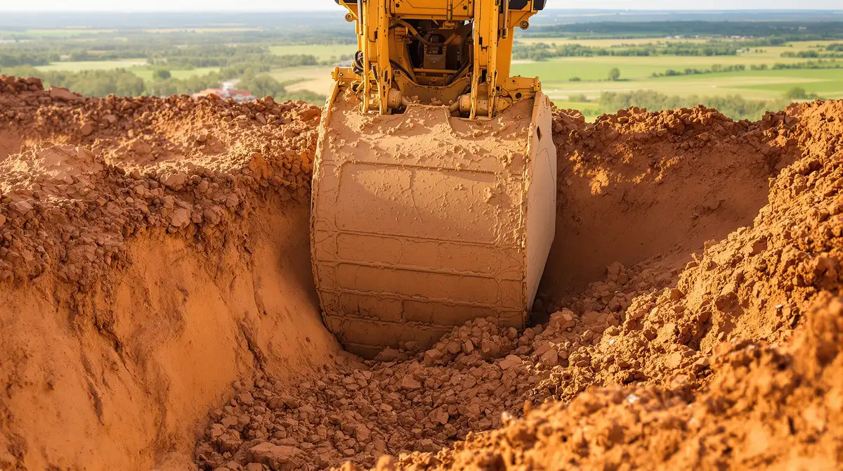 Exposed Wymore-Ladoga clay subsoil during excavation at a Kansas City commercial construction site